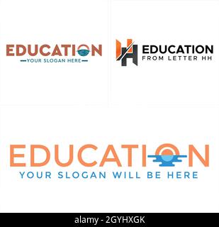 Lettering combination mark education logo design Stock Vector