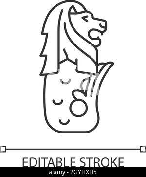 Merlion statue, Singapore icon, outline style Stock Vector Image & Art ...