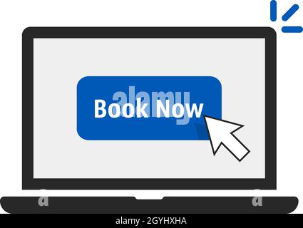 black laptop icon like online booking Stock Vector