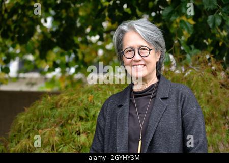 Cheltenham Literature Festival, Cheltenham, UK - Friday 8th October 2021 - Author Ruth Ozeki at the opening day of the Cheltenham Literature Festival - the Festival runs for 10 days - book sales have soared during the pandemic. Photo Steven May / Alamy Live News Stock Photo