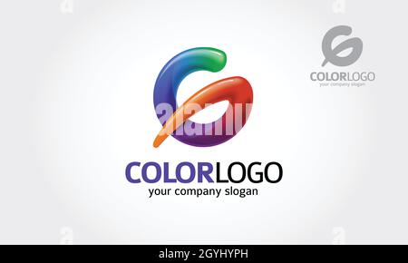 Color Vector Logo Template. Round Glossy Letter G 3d rainbow Logo Shape Vector Illustration. Ribbon style letter G logo. Stock Vector