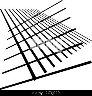 3d ,spatial grids, meshes. Interlace, interlocking, intersecting lines in perspective. Abstract grating, trellis, lattice, netting - stock vector illu Stock Vector
