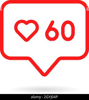 red thin line comment bubble with heart Stock Vector