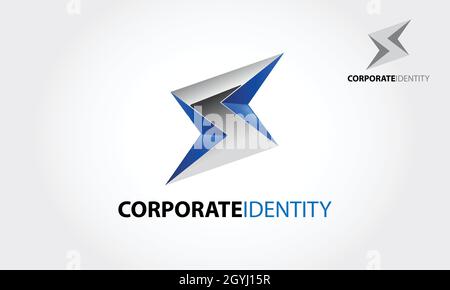 Corporate Identity Vector Logo Template. Silver Lighting Bolt Flash. Logo Design Vector Element. S Company Vector Logo and Symbol Design. Stock Vector