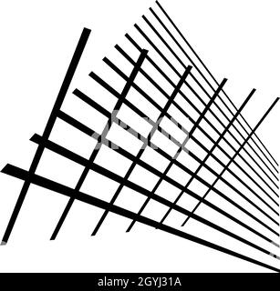 3d ,spatial grids, meshes. Interlace, interlocking, intersecting lines in perspective. Abstract grating, trellis, lattice, netting - stock vector illu Stock Vector
