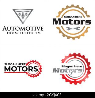 Automotive service car repair gear wrench logo design Stock Vector