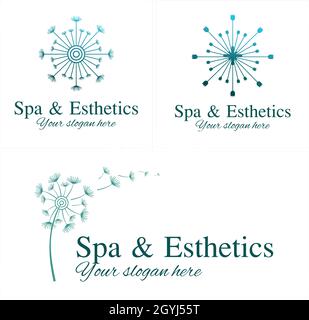 Spa medical flower lettering logo design Stock Vector