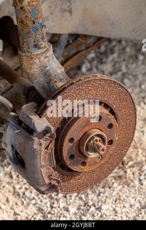 Road Garbage Texture Rusty metal springs of an old broken sofa abandoned in a rural landfill ...