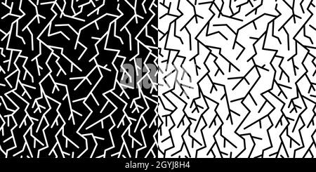 Black And White Seamless Abstract Lightning Lineart Geometric Background Pattern Vector Art Stock Vector