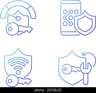 System password gradient linear vector icons set Stock Vector