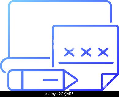Using memo to remember password gradient linear vector icon Stock Vector