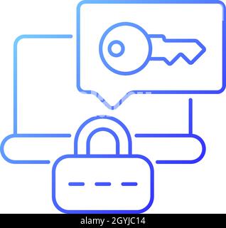 Laptop password requirement gradient linear vector icon Stock Vector