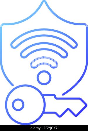 Protected wifi password gradient linear vector icon Stock Vector