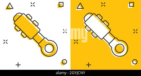 Hydraulic icon in comic style. Cylinder cartoon vector illustration on white isolated background. Equipment splash effect business concept. Stock Vector
