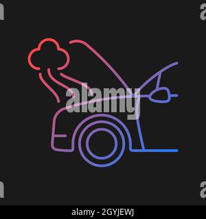 Car engine damage gradient vector icon for dark theme Stock Vector