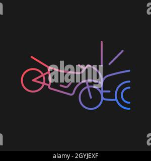 Collision with motorcycle gradient vector icon for dark theme Stock Vector