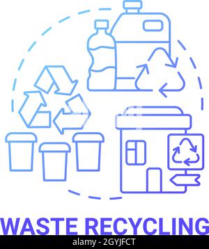 Waste recycling blue gradient concept icon Stock Vector