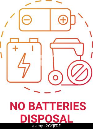 No batteries disposal red gradient concept icon Stock Vector