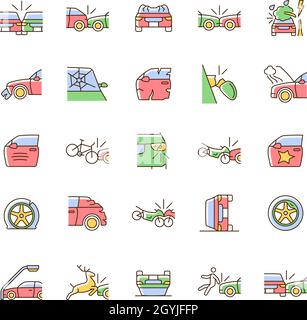 Car accident types linear icons set Stock Vector Image & Art - Alamy