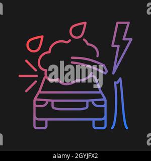 Weather related damage gradient vector icon for dark theme Stock Vector