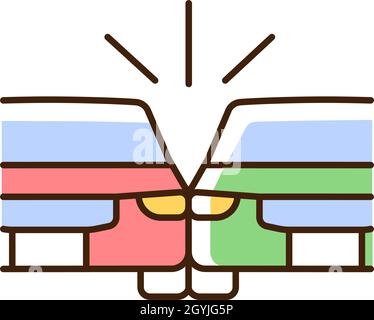 Sideswipe car accident RGB color icon Stock Vector