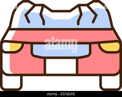 Car roof damage RGB color icon Stock Vector