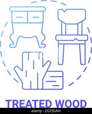 Treated wood blue gradient concept icon Stock Vector