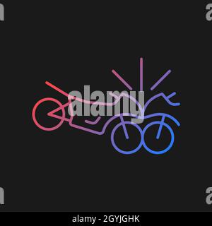 Motorcycles accident gradient vector icon for dark theme Stock Vector
