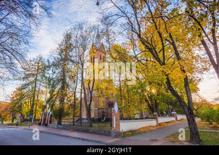 Birstonas city church. It is popular tourist destination in Lithuania, located on the shore of Neman river. City is popular of its sanatoriums Stock Photo