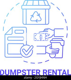 Dumpster rental blue gradient concept icon Stock Vector