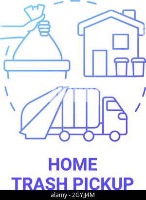 Home trash pickup blue gradient concept icon Stock Vector