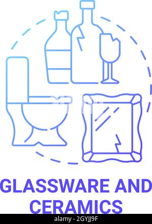 Glassware and ceramics blue gradient concept icon Stock Vector