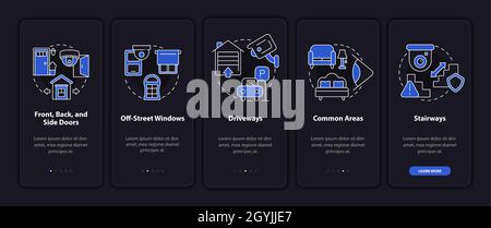 Camera surveillance onboarding mobile app page screen Stock Vector
