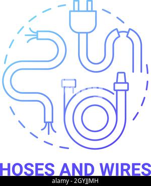 Hoses and wires blue gradient concept icon Stock Vector