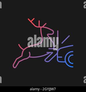 Collision with animals gradient vector icon for dark theme Stock Vector