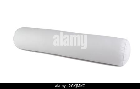 White bolster pillow isolated on white background Stock Photo