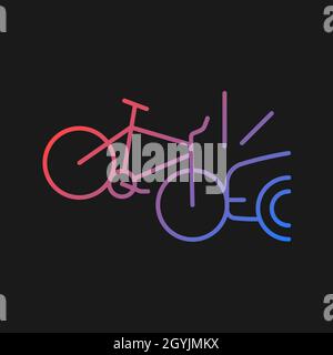 Car collision with cyclist gradient vector icon for dark theme Stock Vector