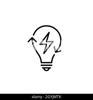 Renewable energy, green eco light bulb icon. Pixel perfect, editable stroke Stock Vector