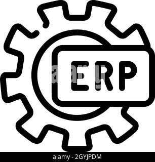 gear working process erp line icon vector illustration Stock Vector ...