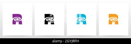 Swirl Vortex On Letter Logo Design R Stock Vector