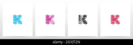 Scribble Forming Letter Logo Design K Stock Vector