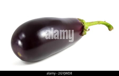 Eggplant isolated on white background. Fresh dark vegetables. Stock Photo