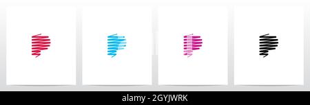 Scribble Forming Letter Logo Design P Stock Vector