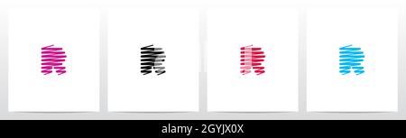 Scribble Forming Letter Logo Design R Stock Vector