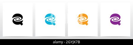 Swirl Vortex On Letter Logo Design Q Stock Vector