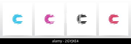Scribble Forming Letter Logo Design C Stock Vector
