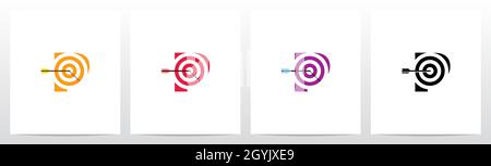 Arrow Target On Letter Logo Design P Stock Vector