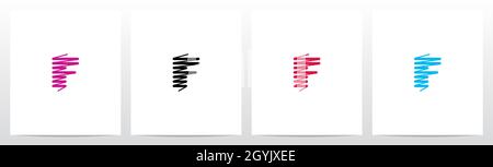 Scribble Forming Letter Logo Design F Stock Vector