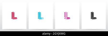 Scribble Forming Letter Logo Design L Stock Vector