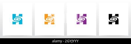 Swirl Vortex On Letter Logo Design H Stock Vector
